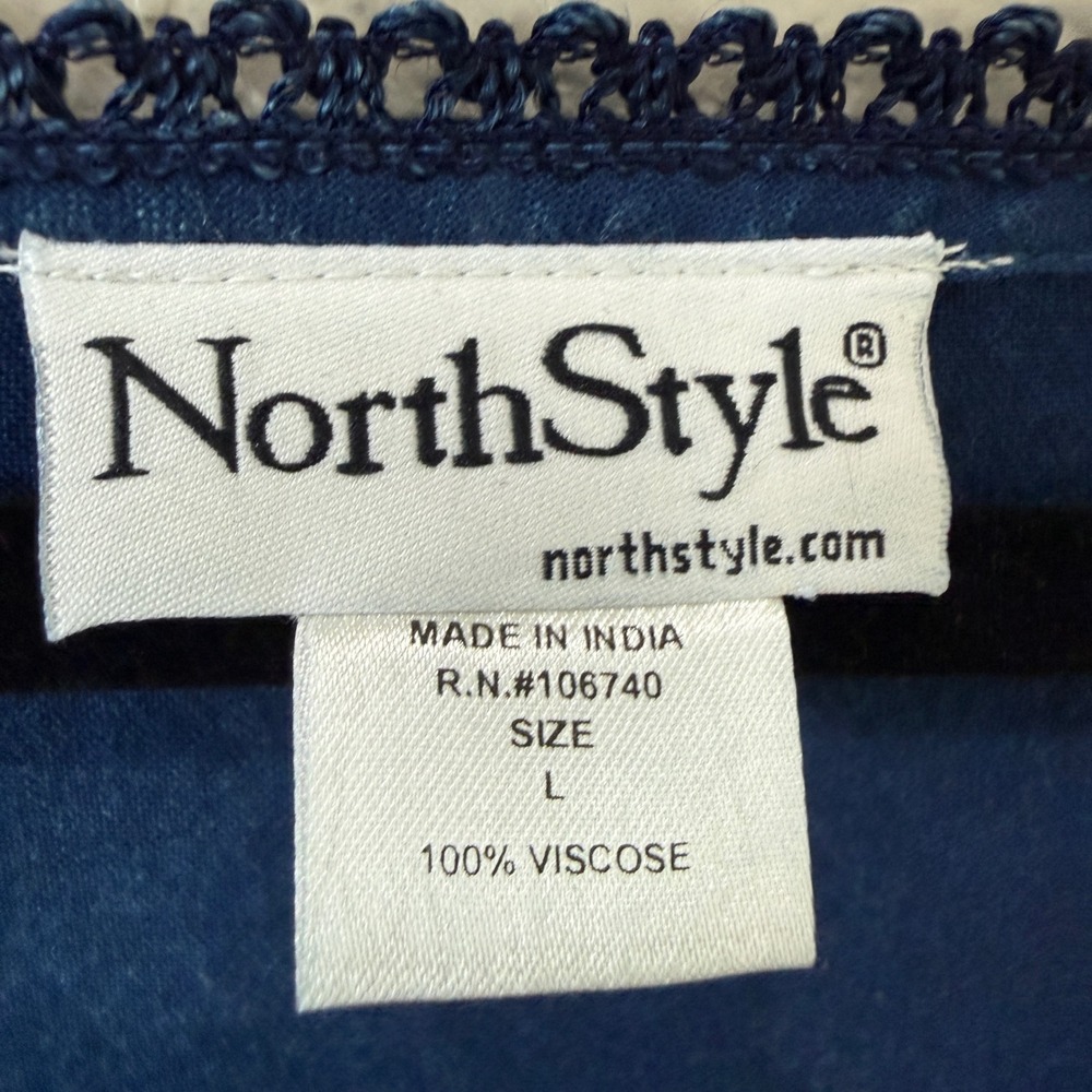 NorthStyle Blue Flowy Maxi Dress Beaded L Whimsigoth Dark Fairy Celestial Gothic - Picture 5 of 9
